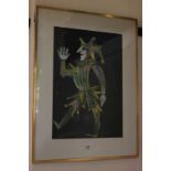 French 20th century school, colourful figure of a fool, 'Un Buffon', pastel, inscribed and