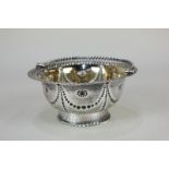 A Victorian silver sugar basket, maker Frederick Elkington, London 1882, with embossed swag