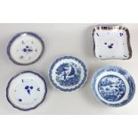 An 18th century Caughley blue and white porcelain scalloped plate, fisherman and cormorant