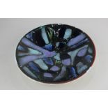 A Poole Pottery Delphis bowl by Irene Kerton, with purple design, 27cm diameter