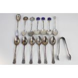 A George III silver condiment spoon, maker John Lias, London 1816, a set of six teaspoons, sugar