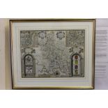 A 17th century John Speed (Johan Speede) hand coloured map of 'Buckingham both Shyre and Shire towne