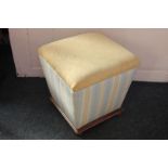 A Victorian mahogany Ottoman upholstered stool on bun feet, 37cm square