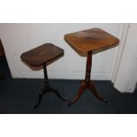 A 19th century mahogany pedestal table with inlaid shell design, together with a mahogany pedestal