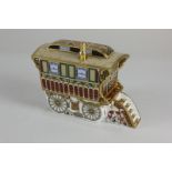 A Royal Crown Derby porcelain limited edition paperweight, the Burton Wagon Gypsy Caravan No 127