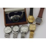 Four Seiko watches, a Citizen watch, and two Bulova watches