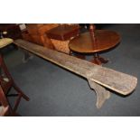 A Cornish oak farmhouse bench, 314cm long