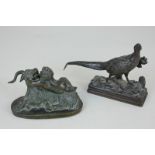A small 19th century bronze model of a pheasant, the base indistinctly signed 'Dubucand', 9.5cm,