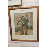 Ethelbert White RWS (1891-1972), seated figure playing a guitar, watercolour, signed, 35.5cm by 29.