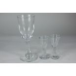 Two similar Georgian style cordial glasses, one dated and initialled 11.10.85 H, together with a