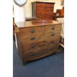A 19th century mahogany chest of two short over three long drawers, on bracket feet, 104cm, (a/f)