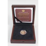 A Jersey gold one pound commemorative coin dated 2015, with certificate, entitled The Longest