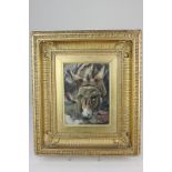 Attributed to William Huggins (1820-1884), head of a donkey, oil on board, unsigned, 18cm by 13.5cm
