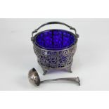 A George V silver sugar basket, makers Charles Boyton & Son Ltd, Birmingham 1928, with pierced