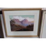 Charles Masser (South African, 20th century), mountain landscape, oil on board, signed, 22cm by