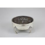 A George V silver and tortoiseshell oval dressing table box, makers Deakin & Francis Ltd, Birmingham