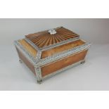 A 19th century Indian bone inlaid sewing box, the interior with drawers and compartments, 37.5cm