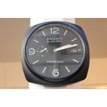 A Panerai advertising wall clock marked Radiomir Black Seal, in black with subsidiary dial and