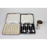 A cased set of six George V silver Coronation spoons, makers Levi & Salaman, Birmingham 1910, a