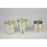 An Edward VII silver christening cup, makers Martin Hall & Co, Sheffield 1901, together with two