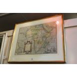 An Abraham Ortelius map of Africa, Africae Tabula Nova, in double sided frame with Latin text verso,