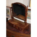 A 19th century inlaid mahogany toilet mirror on box base with three drawers 47.5cm