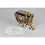 A Royal Crown Derby porcelain limited edition paperweight the Ledge Wagon Gypsy Caravan No 148 of 1