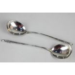A pair of 19th century Russian 84 Zolotniks silver spoons, maker Fyodor Ivanov, Moscow, 1869, with