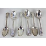 A set of five George IV silver Kings pattern dessert spoons, maker William Chawner II, London