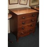 A 19th century mahogany commode with pottery chamber pot and cover, on splayed bracket feet, 62.