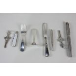 An American silver christening set of fork, knife and pusher, maker Webster Company, marked