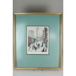 After Laurence Stephen Lowry (1887-1976), street scene, coloured print, signed in pencil and blind