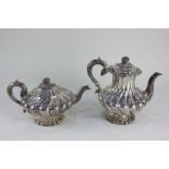 A William IV silver teapot and matching coffee pot, makers Edward, Edward Junior, John & William