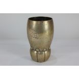 A Heimburger Danish Art Nouveau silver vase, waisted form with lobed base, weight 9oz, stamped
