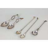 Two pairs of Norwegian 830 silver marriage spoons, maker Sylvsmidja, with long barley twist