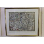 A 17th century John Speed (Johan Speede) hand coloured map of 'Somerset-Shire, described and into