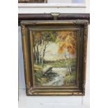 Reginald Selfe (20th century), river landscape, oil on board, signed, 22.5cm by 16.5cm