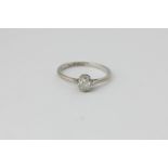 A diamond single stone ring, the oval cut stone eight-claw set in 18ct white gold