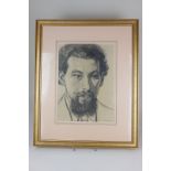 Dame Laura Knight DBE, RA, RWS (1877-1970), portrait of a young man, charcoal, signed in pencil,