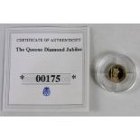 A Queen Elizabeth II Diamond Jubilee commemorative gold coin in plastic case