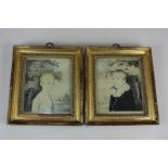 19th century school, a pair of small portraits of a young boy and girl in a garden setting, each