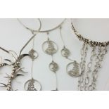 June M Copsey, three hand forged silver necklaces