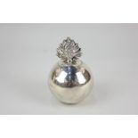 A George V silver table lighter, of globular form with flame finial, maker Stokes & Ireland Ltd,
