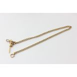 An 18ct gold curb link watch chain with 'T' bar and swivels, 39.9g