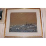 William Parkyn (1875-1949), Royal Navy battleships, 'U Boat Hunters', watercolour, signed, paper