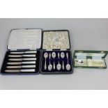 A cased set of six Elizabeth II silver teaspoons, maker Francis Howard Ltd, Sheffield 1952, a silver