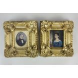 Two 19th century miniature portraits comprising an oval portrait of a gentleman with brown eyes