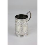 A Victorian silver christening cup, makers William Hutton & Sons, London 1887, with embossed