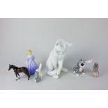 A Royal Copenhagen porcelain model of a white cat 340, 18cm high, a Royal Copenhagen porcelain model