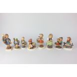 Eight Goebel porcelain Hummel figures of children, including 'For Mother', 'Surprise', '